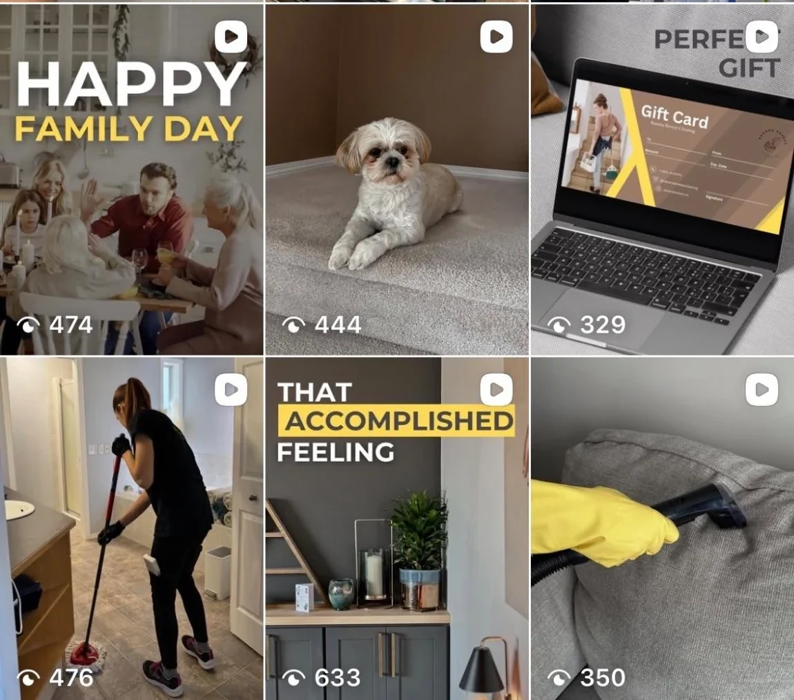 Instagram grid, cleaning company