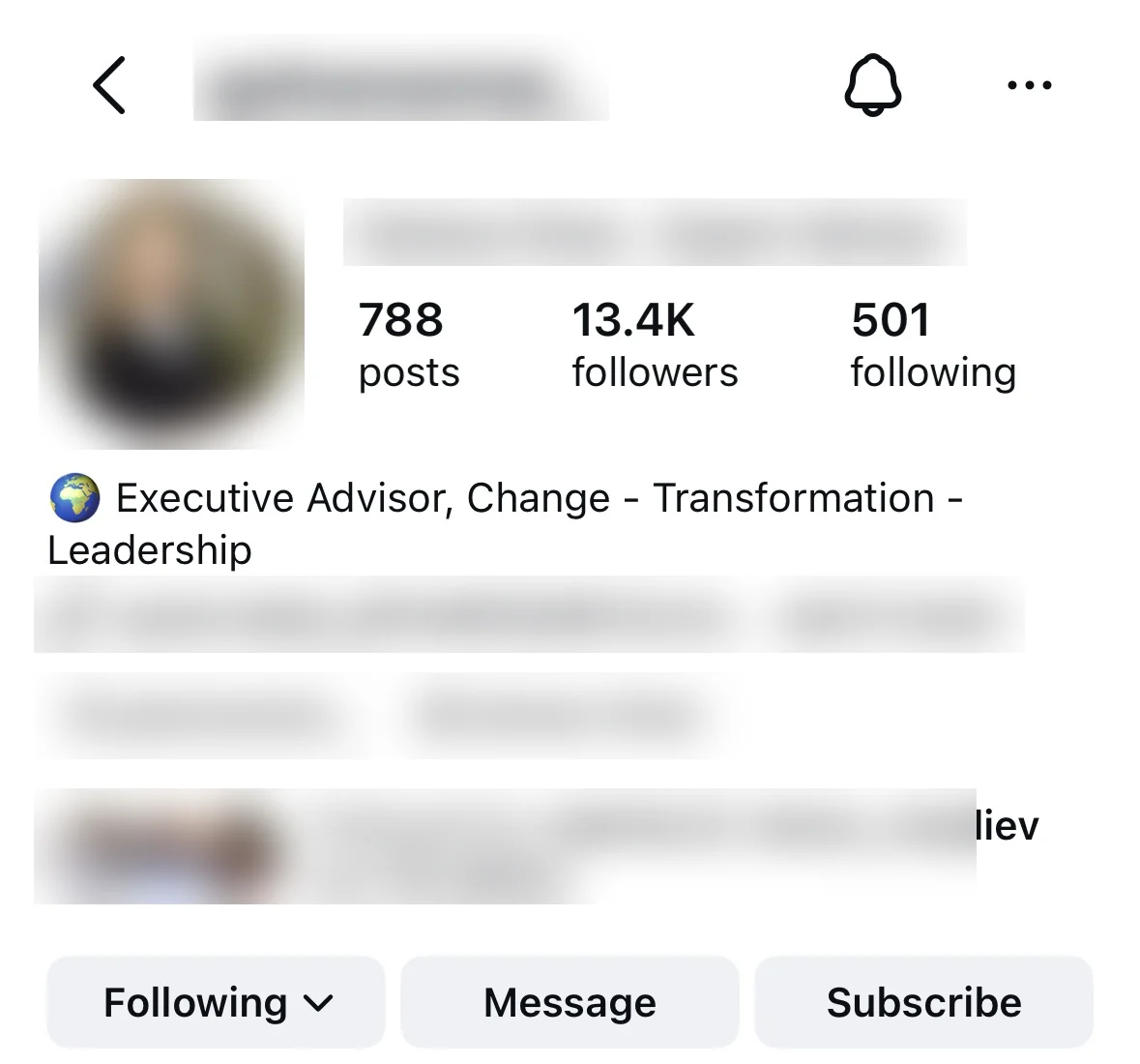 Instagram profile after