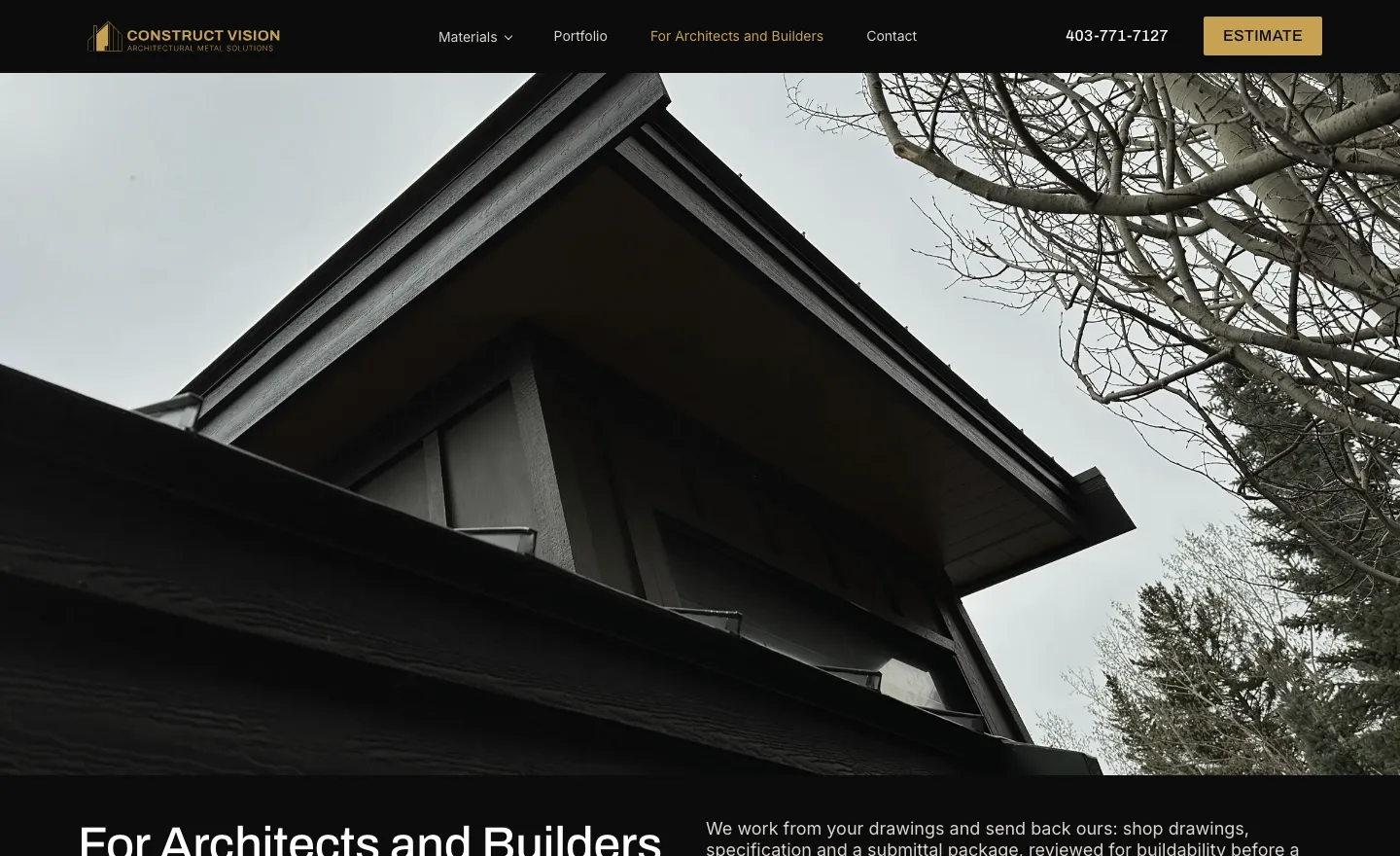 A page for architects and builders