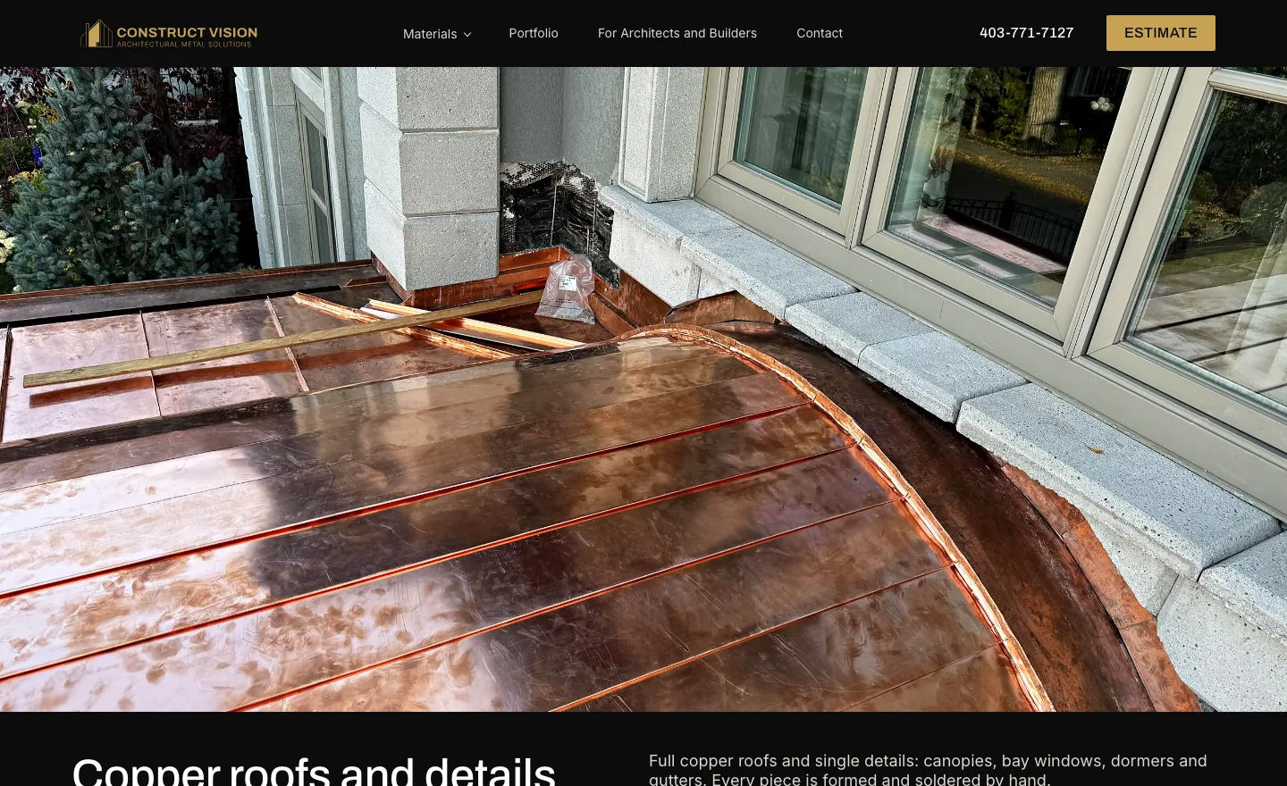 A page for each material: copper