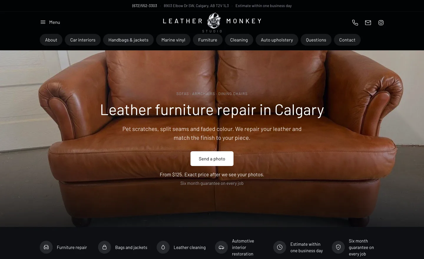 Leather furniture repair page