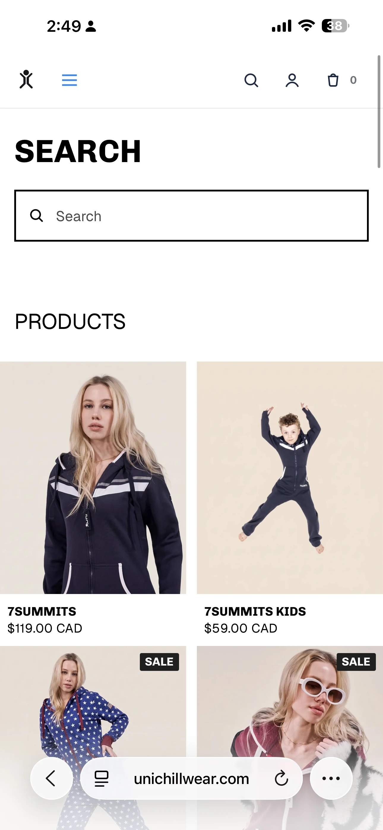 Unichill new mobile website, product page