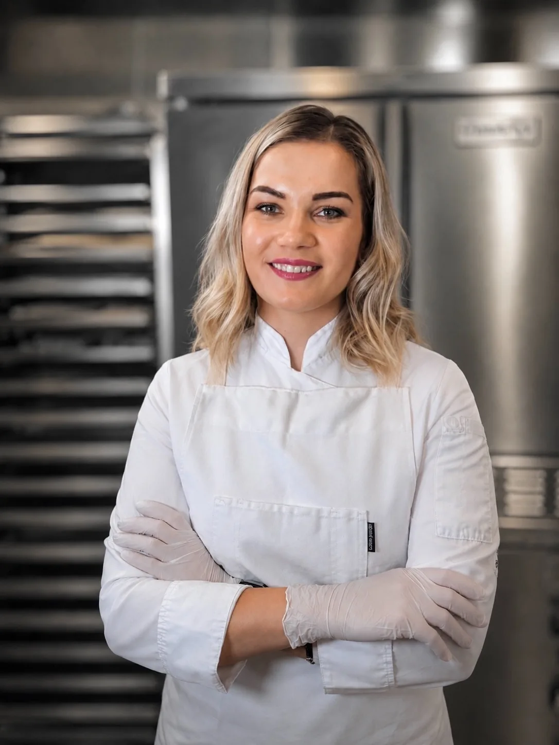 Viorika Marinesku, Executive Pastry Chef, in a professional kitchen