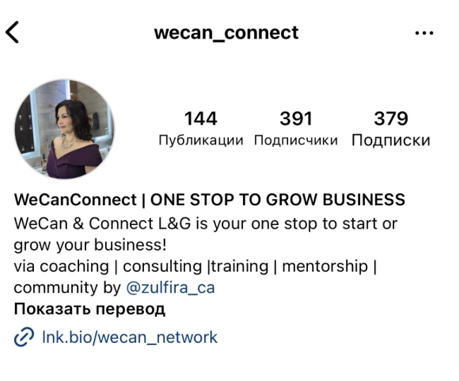 Instagram profile before