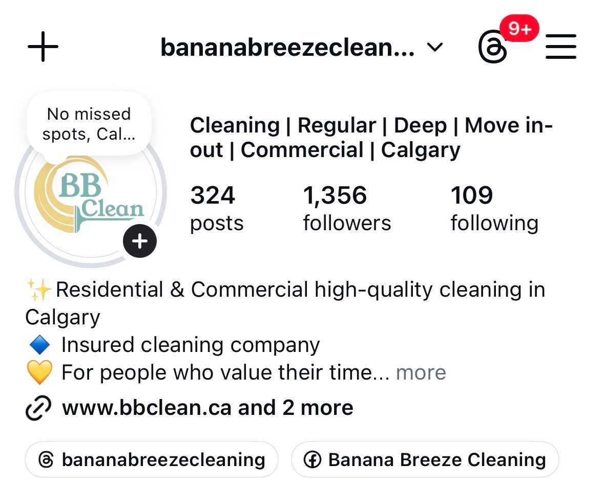 Banana Breeze Instagram после — 1,344 подписчика, 2× выручка