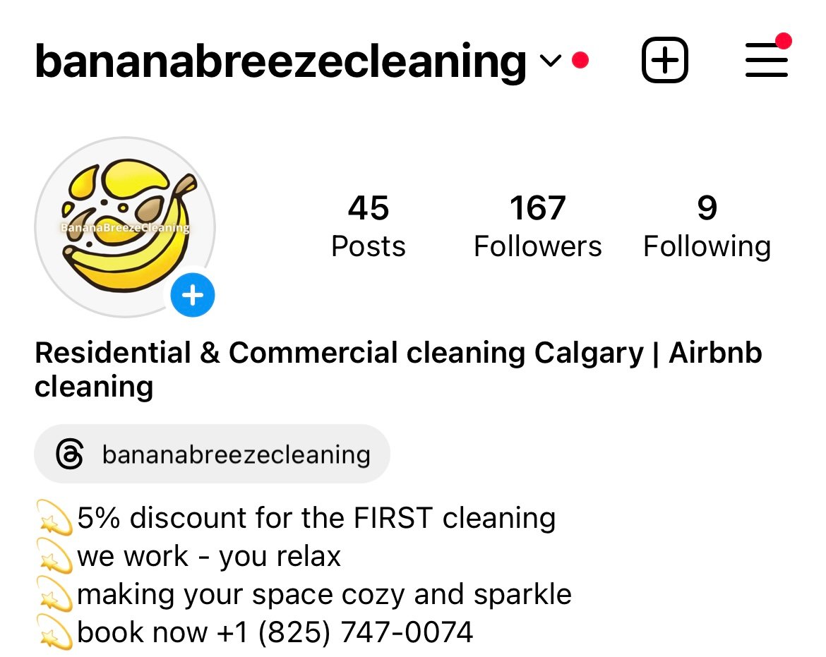 Banana Breeze Instagram до начала работы — 167 подписчиков