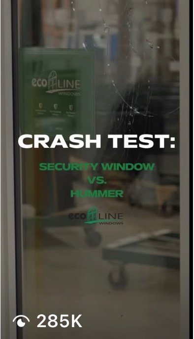 Screenshot of the crash-test reel showing 285K views