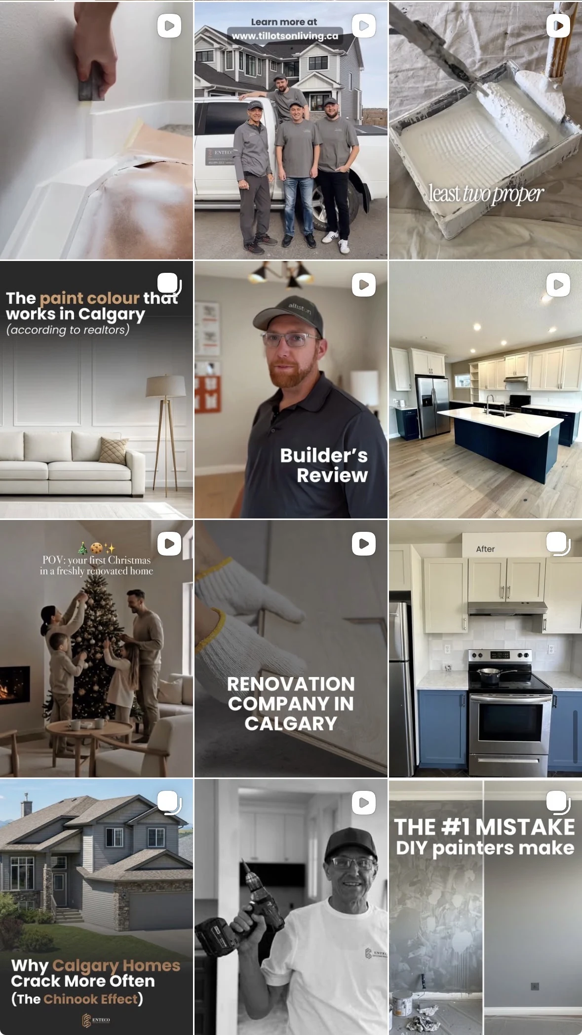 Enteco Instagram feed after: one consistent visual system across the renovation content