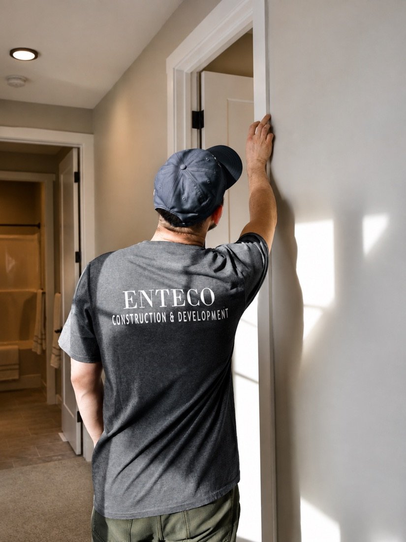 Enteco crew member checking a finished doorway